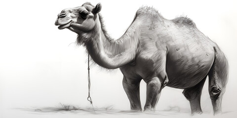 Animal Drawings for Eid ul Adha: Cute Camel Sketch Pencil Sketch of Cute Camel for Eid ul Adha AI Generated

