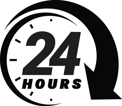 24 hours order execution or delivery service icons.