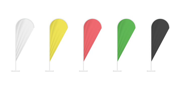 set of multicolor teardrop flags. flag mock up. Vector illustration