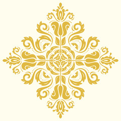 Geometric repeating vector ornament with golden octagonal dotted elements. Geometric abstract ornament. Seamless abstract modern pattern