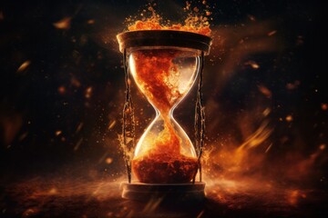 Blazing Hourglass: Unleash the power of time with an hourglass engulfed in intense fire. Generative AI