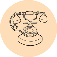 vintage telephone illustration hand drawing vector