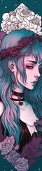 E-girl Bookmark Design 2x8 inches Created with Generative AI Tools