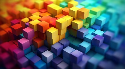 Fototapeta na wymiar Blocks and cube abstract rainbow background. Generative Ai