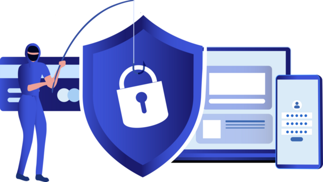 Phishing scam, hacker crime attack and personal data security concept. Hacker stealing online credit card password on png background - Powered by Adobe