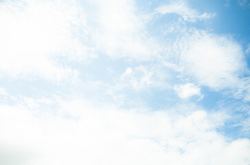 Blue Sky White Cloud Background,Horizon Bright Summer Scene Weather Vibrant Nature