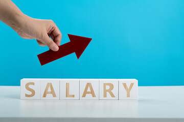 Word salary with rising arrow