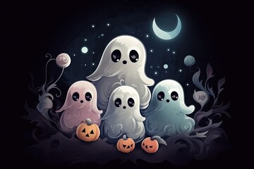 Ghosts and Pumpkins: A Halloween Spectacle of Spooky Delights. Generative AI.