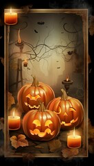 Obraz premium Haunted Delights: A spine-chilling Halloween image with a mock-up board for all your spooky creations. Generative AI