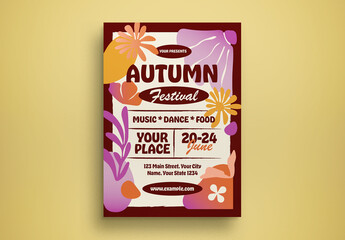 Red Abstract Autumn Festival Flyer Layout
