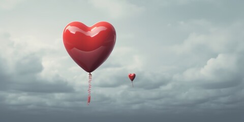 Fototapeta na wymiar Beautiful banner Heart Valentines Day love image red ball. Background Generative Ai