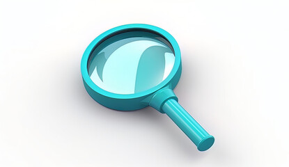 blue magnifying glass 3d icon on white background, in the style of interactive