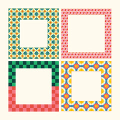 Colorful Retro Pattern Geometric Frame For Instagram