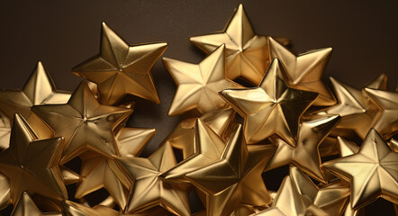 customers gold stars isolated on a golden background, in the style of vray tracing
