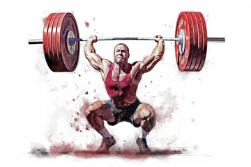 weightlifter athlete drawing isolated on white background. AI generated. - obrazy, fototapety, plakaty