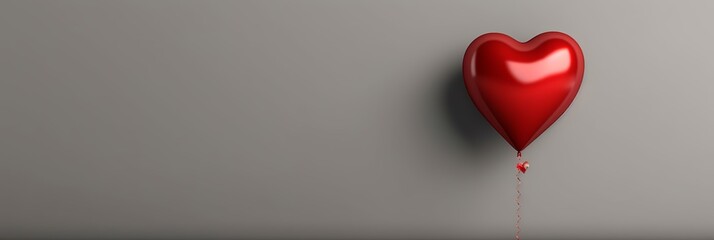 Fototapeta premium Beautiful banner Heart Valentines Day love image red ball. Background Generative Ai