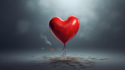 Obraz na płótnie Canvas Beautiful banner Heart Valentines Day love image red ball. Background Generative Ai