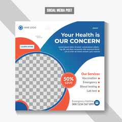 Medical social media post template design, Healthcare, and medical social media post web banner or square flyer design template