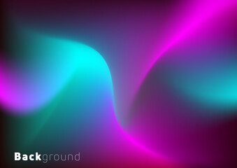 Neon abstract background, shiny glowing waves in space