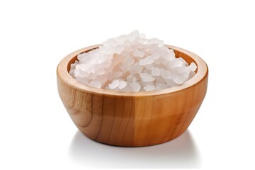 salt on wooden bowl