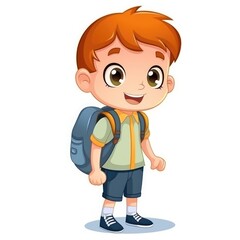 Obraz premium Cute child with backpack. Back to school. Generative AI