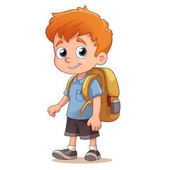 Obraz premium Cute child with backpack. Back to school. Generative AI