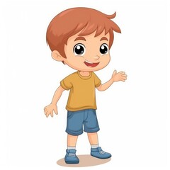 Fototapeta premium Cartoon funny little boy isolated on white background. Generative AI