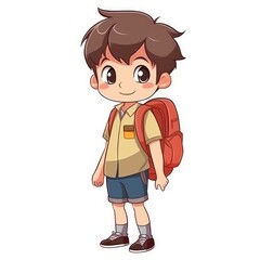 Cute child with backpack. Back to school. Generative AI