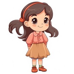 Fototapeta premium Cute cheerful girl isolated on white background. Generative AI