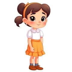 Obraz premium Cute cheerful girl isolated on white background. Generative AI