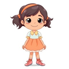 Cute cheerful girl isolated on white background. Generative AI