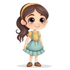 Cute cheerful girl isolated on white background. Generative AI