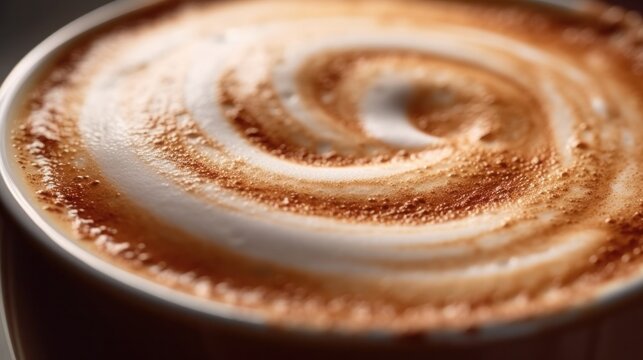 close up of a foam in a cappuccino cup . generative AI