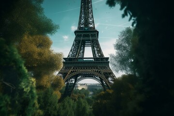 Eiffel Tower standing alone in Paris. Generative AI