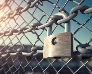 Chain Link Fence with Secure Padlock