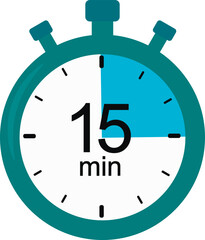 Stopwatch icon. 15 minutes. timer vector graphics