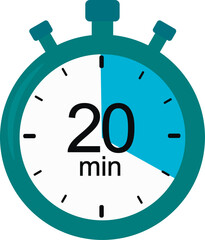 Stopwatch icon. 20 minutes. timer vector graphics