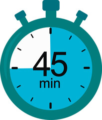 Stopwatch icon. 45 minutes. timer vector graphics