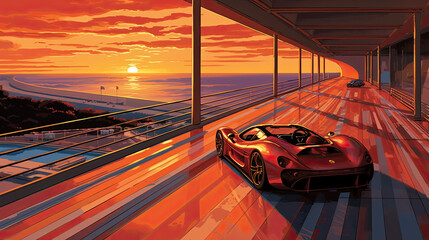 Racing Into The Sunset: A Serene Race Track Overlooking The Ocean
