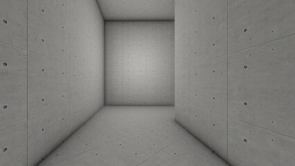Architecture background empty corridor with concrete walls 3d render