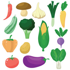 set of the vegetables element collection