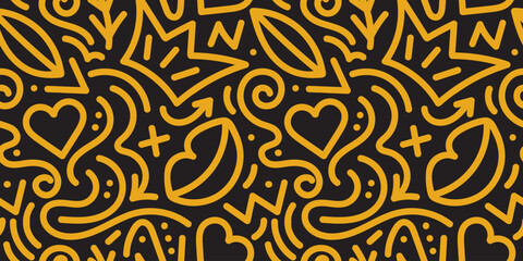 Abstract shapes modern pattern design. Hand drawn vector illustration. Trendy organic seamless pattern design