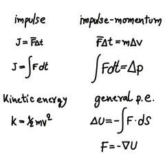 Hand drawn physic formulas Science knowledge education. Chem formula and physics , math formula and physics vector, white background, hand drawn line math formula and physics formula