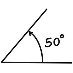 degrees angles. Geometric mathematical degree angle with arrow