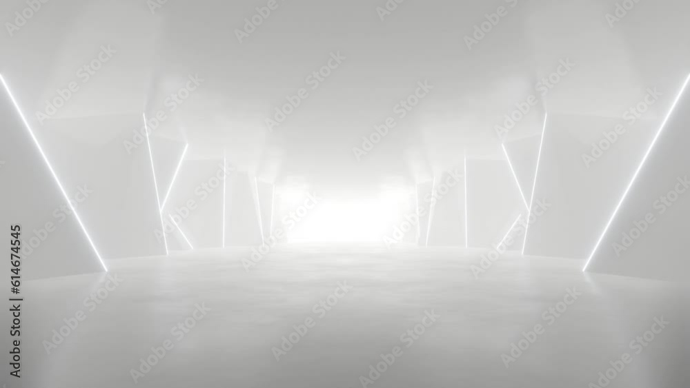 Aufkleber abstract white futuristic geometric tunnel, architecture design concept, loop animation.