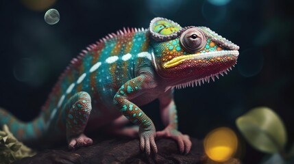 Fototapeta premium chameleon on a branch HD 8K wallpaper Stock Photographic Image