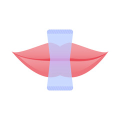 Mouth tape for sleep apnea. Strips over lips to stop snoring and improve nose breathing. Better nasal breathing and nighttime sleeping. Vector illustration on white background. - obrazy, fototapety, plakaty