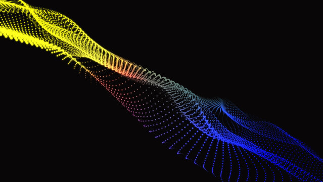 Innovative Trapcode Form Animations background. technological abstraction multi color wave. Using trapcode form, create an animated background that loops. Background of abstract digital shapes.