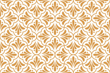 Flower geometric pattern. Seamless vector background. Gold and white ornament