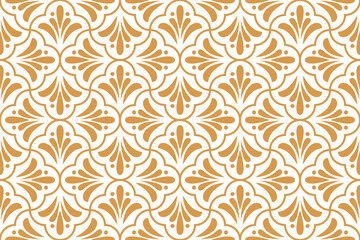 Flower geometric pattern. Seamless vector background. Gold and white ornament